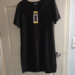 Nicole Miller Black Short Sleeve Crew Neck Mini Dress